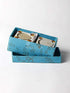 Blue Pottery Candle Holder Set